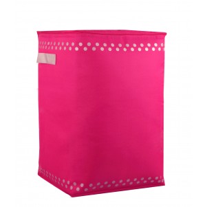 Boite de rangement souple haute "Pois" rose